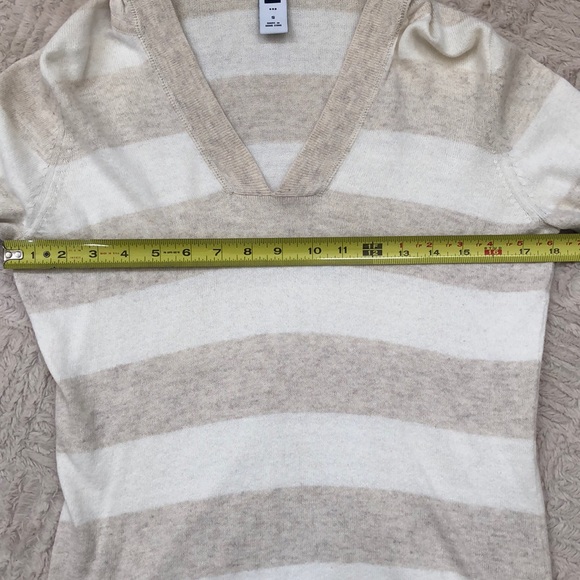 GAP cozy wool blend hoodie pullover sweater top in cream and tan stripe Size S - Picture 10 of 13